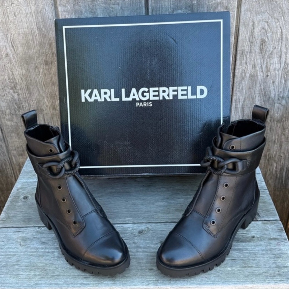 Karl Lagerfeld Black Combat Boots